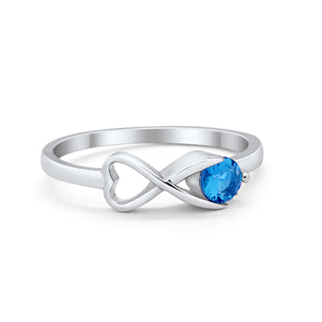 Infinity Promise Band Simulated Blue Topaz Cubic Zirconia 925 Sterling Silver